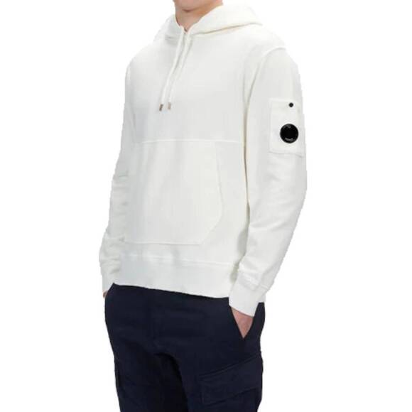NEW C.P. COMPANY hooded sweatshirts in gauze white